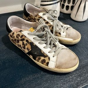 Golden Goose Super-Star sneakers in leopard print flocked leather